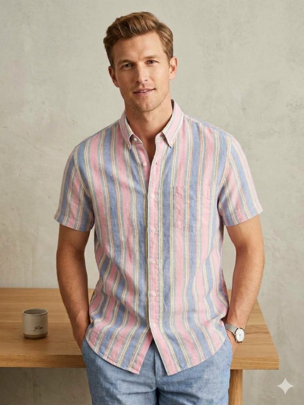 J. Crew | Baird McNutt 100% Irish Linen Striped Button Shirt Classic Preppy M